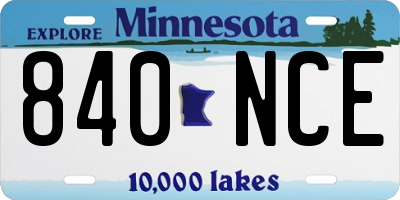 MN license plate 840NCE