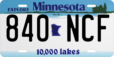 MN license plate 840NCF