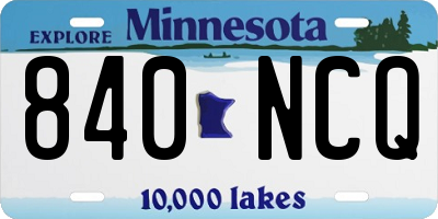 MN license plate 840NCQ