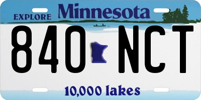 MN license plate 840NCT