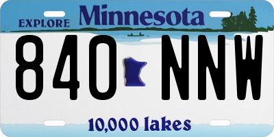 MN license plate 840NNW