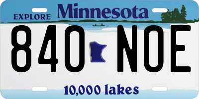 MN license plate 840NOE