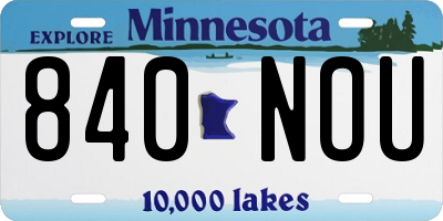 MN license plate 840NOU