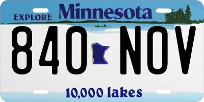 MN license plate 840NOV