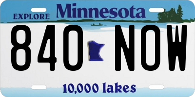 MN license plate 840NOW