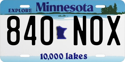 MN license plate 840NOX