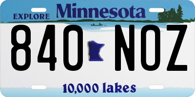 MN license plate 840NOZ