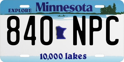 MN license plate 840NPC