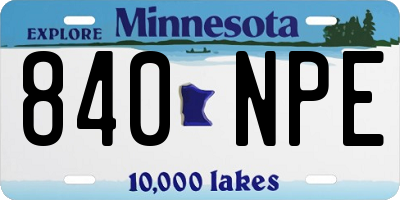 MN license plate 840NPE