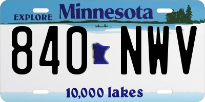 MN license plate 840NWV
