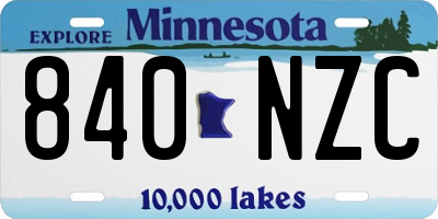 MN license plate 840NZC