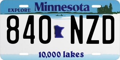 MN license plate 840NZD