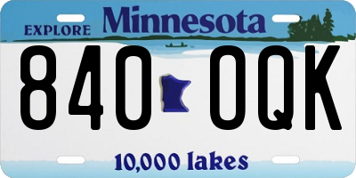 MN license plate 840OQK
