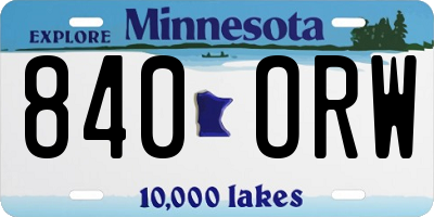 MN license plate 840ORW