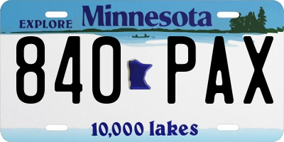MN license plate 840PAX