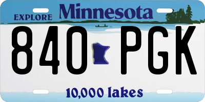 MN license plate 840PGK