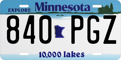 MN license plate 840PGZ