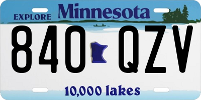 MN license plate 840QZV