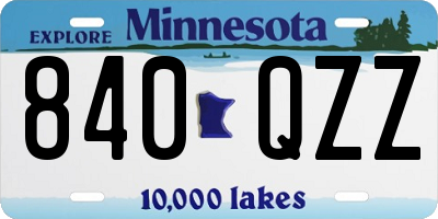 MN license plate 840QZZ