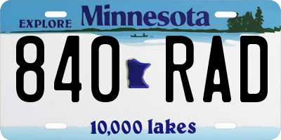 MN license plate 840RAD