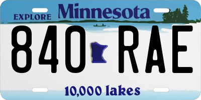 MN license plate 840RAE