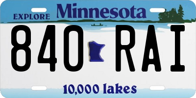 MN license plate 840RAI