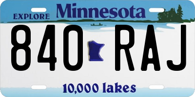 MN license plate 840RAJ