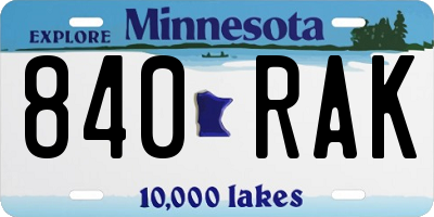 MN license plate 840RAK