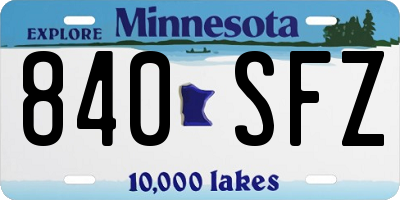 MN license plate 840SFZ