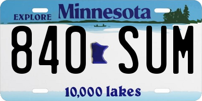 MN license plate 840SUM