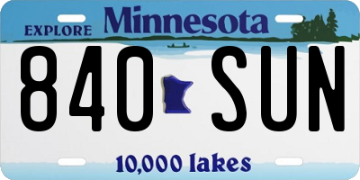 MN license plate 840SUN