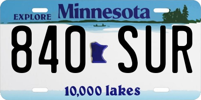 MN license plate 840SUR