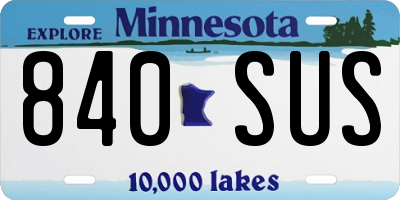 MN license plate 840SUS