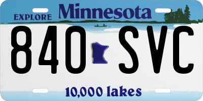MN license plate 840SVC