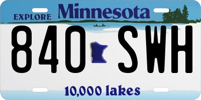 MN license plate 840SWH
