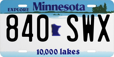 MN license plate 840SWX