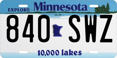 MN license plate 840SWZ