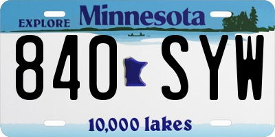 MN license plate 840SYW
