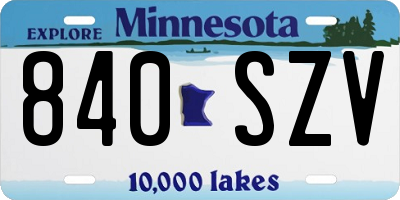MN license plate 840SZV