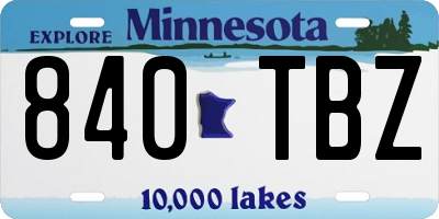 MN license plate 840TBZ