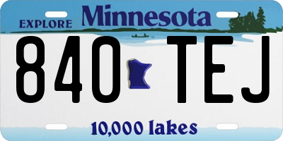 MN license plate 840TEJ