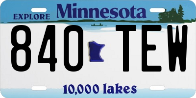 MN license plate 840TEW
