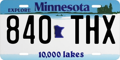 MN license plate 840THX