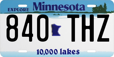 MN license plate 840THZ