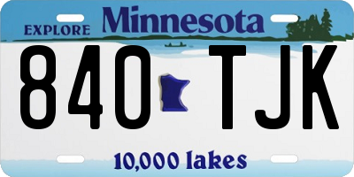 MN license plate 840TJK