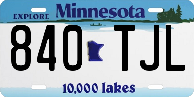 MN license plate 840TJL