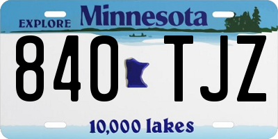 MN license plate 840TJZ