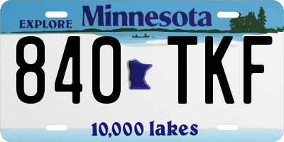 MN license plate 840TKF