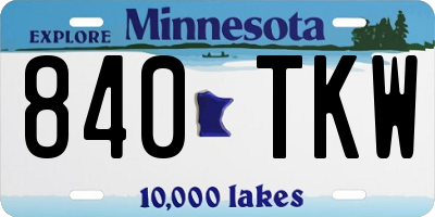 MN license plate 840TKW