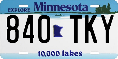 MN license plate 840TKY